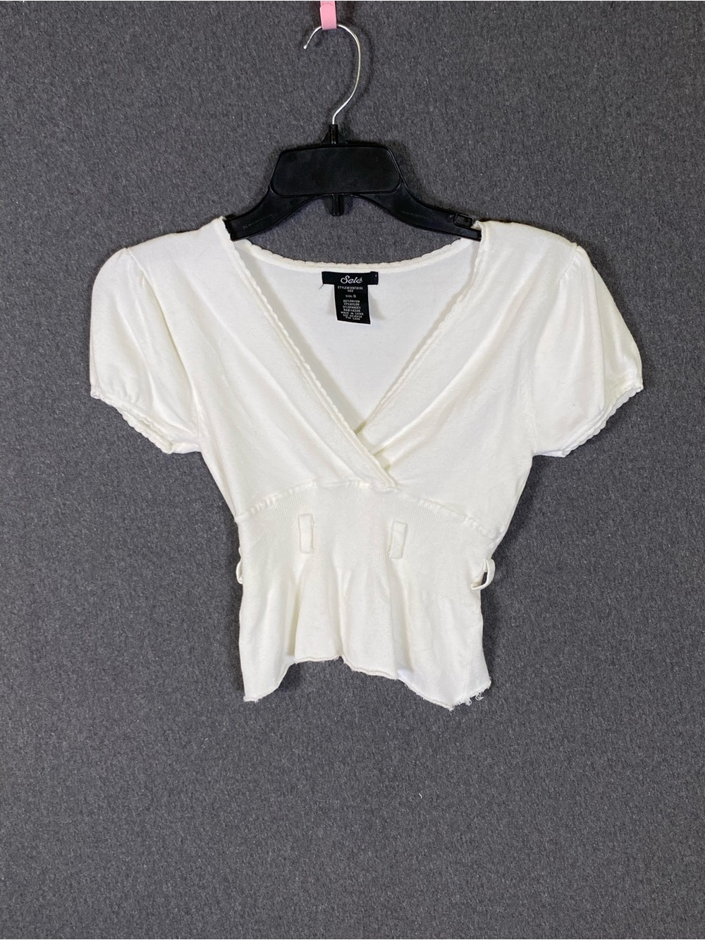 White Short Sleeve Top with Belt Loops